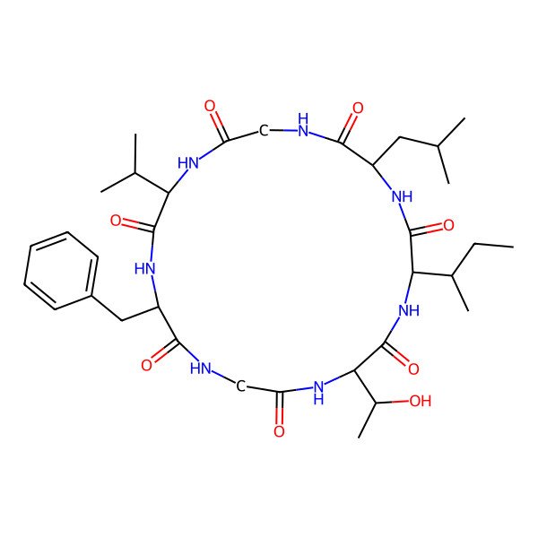 2D Structure of cyclo[Gly-Thr-Ile-Leu-Gly-Val-Phe]
