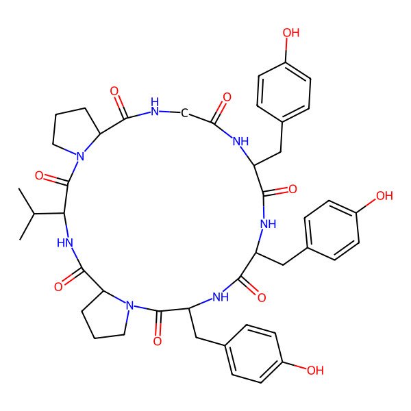2D Structure of cyclo[Gly-Tyr-Tyr-Tyr-Pro-Val-Pro]