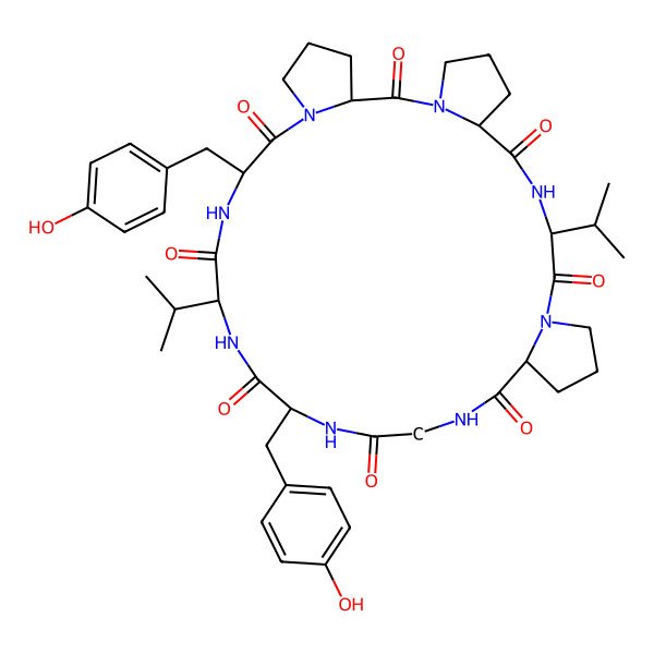 2D Structure of cyclo[Gly-Tyr-Val-Tyr-Pro-Pro-Val-Pro]