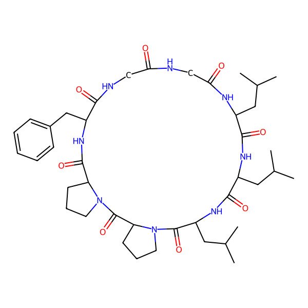 2D Structure of Cyclo(glycylglycylleucylleucylleucylprolylprolylphenylalanyl) 2D Structure of Cyclo(glycylglycylleucylleucylleucylprolylprolylphenylalanyl)