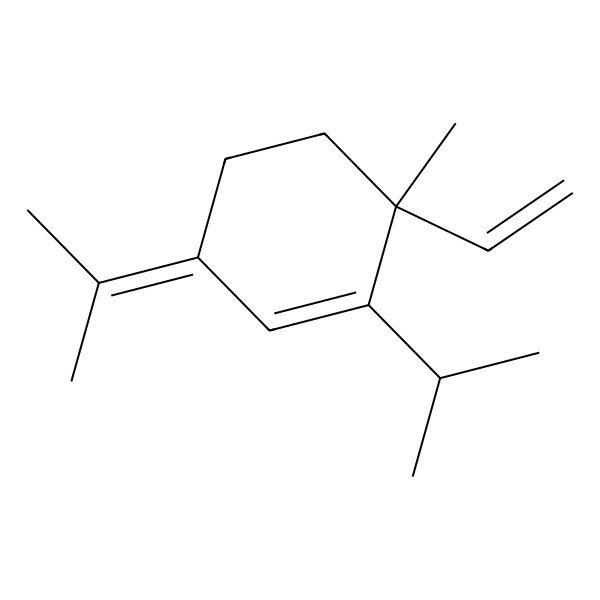 2D Structure of Cyclohexene, 6-ethenyl-6-methyl-1-(1-methylethyl)-3-(1-methylethylidene)-, (S)-