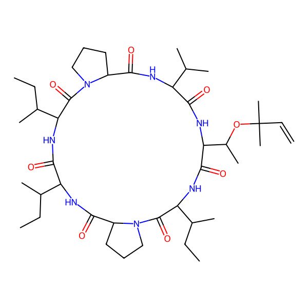 2D Structure of (3S,6S,9R,15S,18S,21S,24S)-6-[(2S)-butan-2-yl]-3,15-bis[(2R)-butan-2-yl]-18-[(1S)-1-(2-methylbut-3-en-2-yloxy)ethyl]-21-propan-2-yl-1,4,7,13,16,19,22-heptazatricyclo[22.3.0.09,13]heptacosane-2,5,8,14,17,20,23-heptone