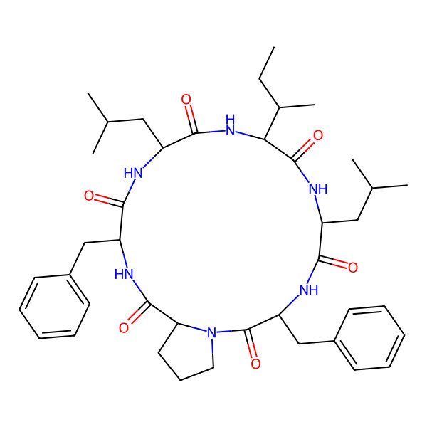 2D Structure of cyclo[Ile-Leu-D-Phe-Pro-Phe-D-Leu]