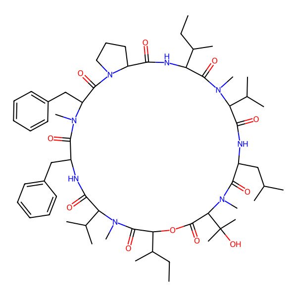2D Structure of cyclo[Ile-N(Me)Val-DL-Leu-D-N(Me)Val(3-OH)-OIle-D-N(Me)Val-D-Phe-D-N(Me)Phe-Pro]