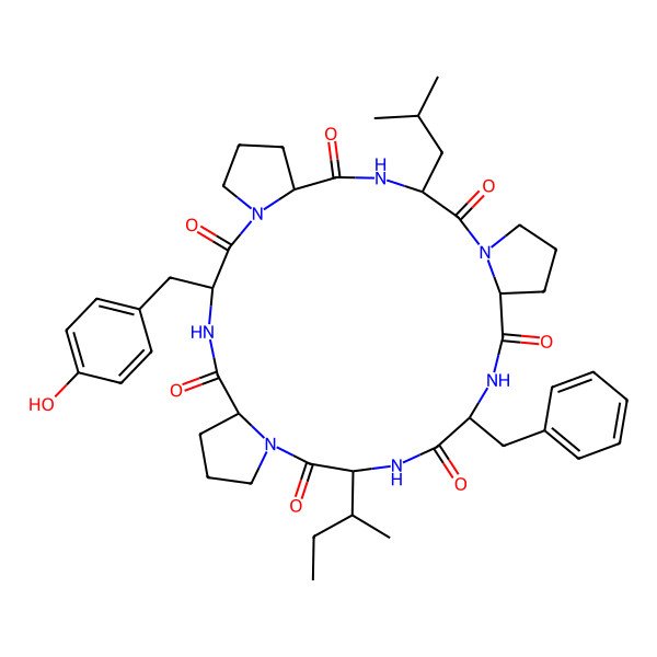 2D Structure of cyclo[Ile-Pro-Tyr-Pro-Leu-Pro-Phe]