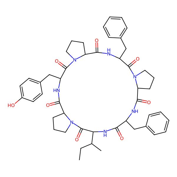 2D Structure of cyclo[Ile-Pro-Tyr-Pro-Phe-Pro-Phe]