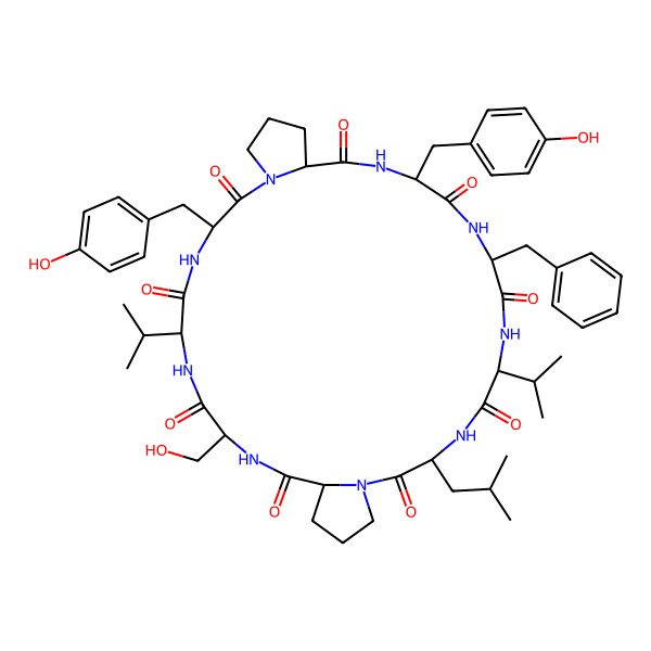 2D Structure of cyclo[Leu-Pro-Ser-Val-Tyr-Pro-Tyr-Phe-Val]