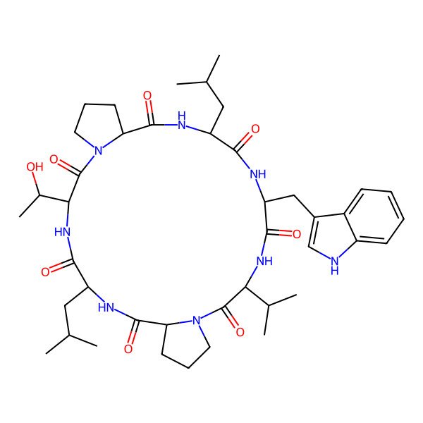 2D Structure of cyclo[Leu-Thr-Pro-Leu-Trp-Val-Pro]