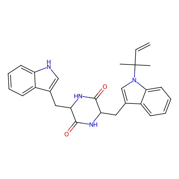 2D Structure of Cyclo[N1'-(1,1-dimethyl-2-propenyl)tryptophyltrypt
