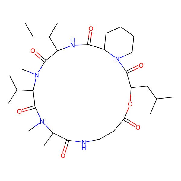 2D Structure of cyclo[N(Me)Ala-bAla-D-OLeu-Pip-Ile-N(Me)Val]