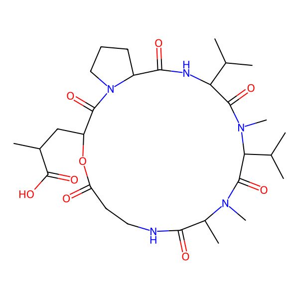 2D Structure of cyclo[N(Me)Ala-bAla-OGlu(4R-Me)-Pro-Val-N(Me)Val]