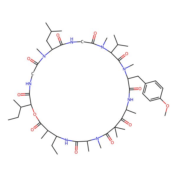 2D Structure of cyclo[N(Me)Ala-bAla(2S-Me,3R-Et)-OxiIle-Gly-N(Me)Leu-Gly-N(Me)Val-N(Me)Tyr(Me)-D-Ala-Unk]