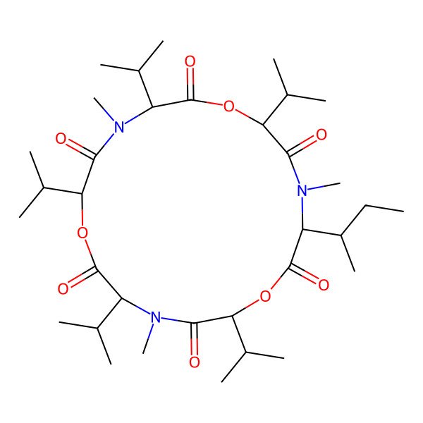 2D Structure of cyclo[N(Me)Ile-D-OVal-D-N(Me)Val-D-OVal-N(Me)Val-D-OVal]