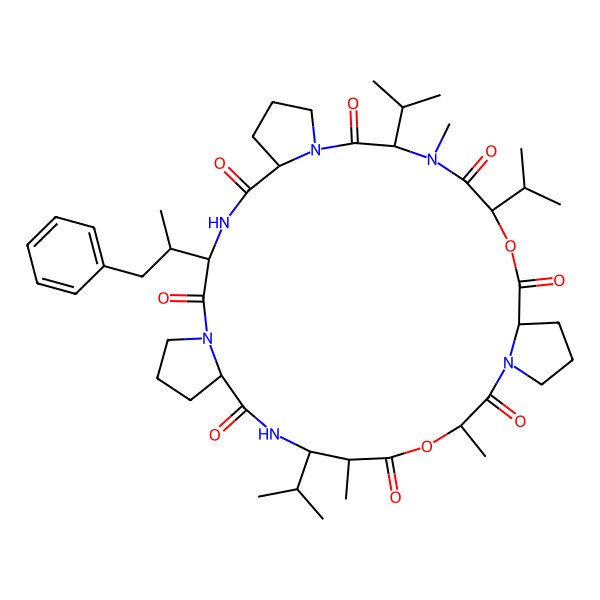 2D Structure of cyclo[OAla-Pro-D-OVal-D-N(Me)Val-Pro-D-hPhe(bR-Me)-Pro-bAla(2R-Me,3S-iPr)]