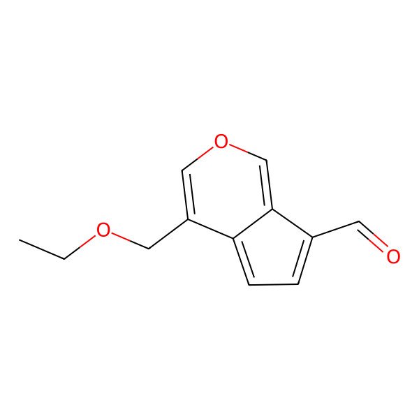 2D Structure of Cyclopenta(c)pyran-7-carboxaldehyde, 4-(ethoxymethyl)-