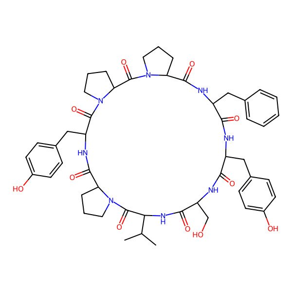 2D Structure of cyclo[Phe-Tyr-D-Ser-D-Val-D-Pro-D-Tyr-D-Pro-Pro]