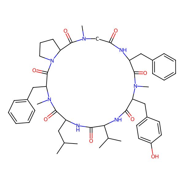 2D Structure of cyclo[Sar-DL-Phe-DL-N(Me)Tyr-DL-Val-DL-Leu-DL-N(Me)Phe-DL-Pro]