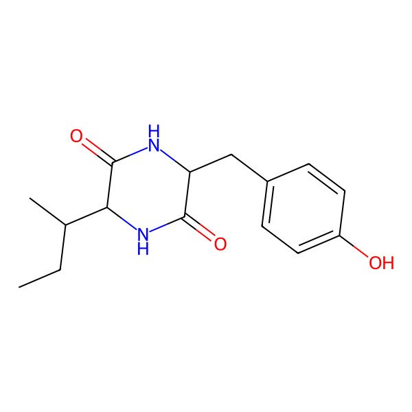 2D Structure of (3S,6S)-3-[(2S)-butan-2-yl]-6-[(4-hydroxyphenyl)methyl]piperazine-2,5-dione