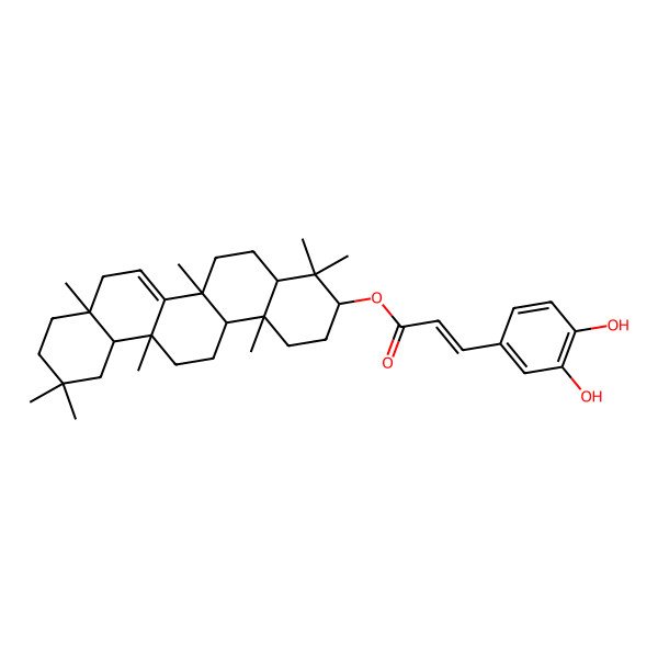 2D Structure of [(3S,4aR,6aR,6aS,8aR,12aR,14aR,14bR)-4,4,6a,6a,8a,11,11,14b-octamethyl-1,2,3,4a,5,6,8,9,10,12,12a,13,14,14a-tetradecahydropicen-3-yl] (E)-3-(3,4-dihydroxyphenyl)prop-2-enoate