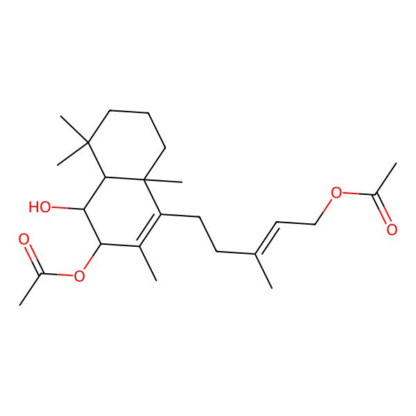 2D Structure of [5-(3-Acetyloxy-4-hydroxy-2,5,5,8a-tetramethyl-3,4,4a,6,7,8-hexahydronaphthalen-1-yl)-3-methylpent-2-enyl] acetate