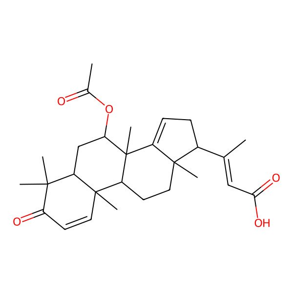 2D Structure of (E)-3-[(5R,7R,8R,9R,10R,13S,17S)-7-acetyloxy-4,4,8,10,13-pentamethyl-3-oxo-5,6,7,9,11,12,16,17-octahydrocyclopenta[a]phenanthren-17-yl]but-2-enoic acid