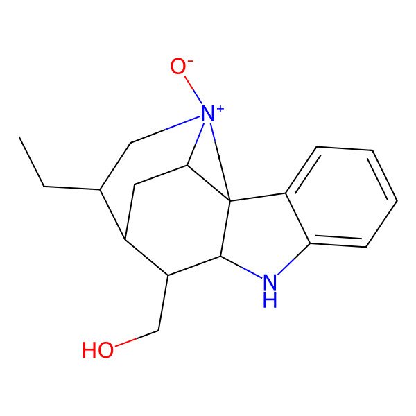 2D Structure of [(1S,9S,10S,11S,12S,14R,17S)-12-ethyl-14-oxido-8-aza-14-azoniapentacyclo[9.5.2.01,9.02,7.014,17]octadeca-2,4,6-trien-10-yl]methanol