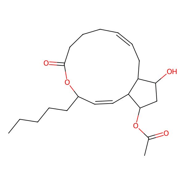 2D Structure of [(1R,2E,4S,10Z,13R,14S,16R)-14-hydroxy-6-oxo-4-pentyl-5-oxabicyclo[11.3.0]hexadeca-2,10-dien-16-yl] acetate