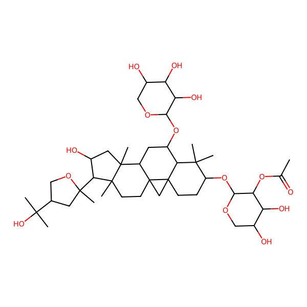 2D Structure of [4,5-Dihydroxy-2-[[14-hydroxy-15-[4-(2-hydroxypropan-2-yl)-2-methyloxolan-2-yl]-7,7,12,16-tetramethyl-9-(3,4,5-trihydroxyoxan-2-yl)oxy-6-pentacyclo[9.7.0.01,3.03,8.012,16]octadecanyl]oxy]oxan-3-yl] acetate