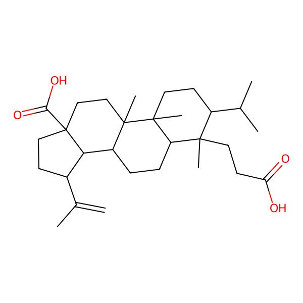 2D Structure of (3S,4S,5R,8R,9R,10R,13S,14R,15R)-4-(2-carboxyethyl)-4,9,10-trimethyl-3-propan-2-yl-15-prop-1-en-2-yl-2,3,5,6,7,8,11,12,14,15,16,17-dodecahydro-1H-cyclopenta[a]phenanthrene-13-carboxylic acid