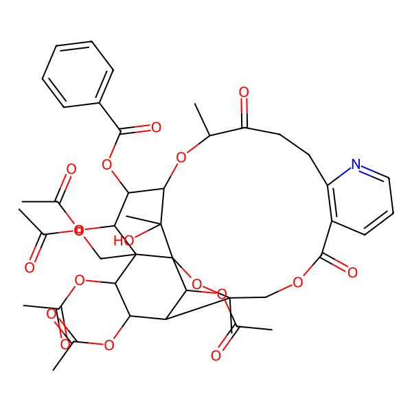 2D Structure of [(1S,3R,16S,18S,19R,20R,21R,22S,23R,24R,25R,26R)-20,22,23,25-tetraacetyloxy-21-(acetyloxymethyl)-26-hydroxy-3,16,26-trimethyl-6,15-dioxo-2,5,17-trioxa-11-azapentacyclo[16.7.1.01,21.03,24.07,12]hexacosa-7(12),8,10-trien-19-yl] benzoate