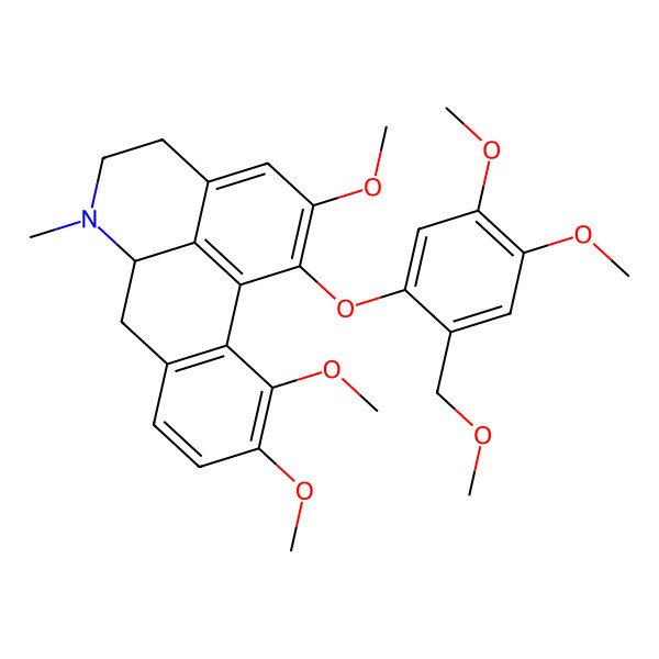 2D Structure of 1-[4,5-dimethoxy-2-(methoxymethyl)phenoxy]-2,10,11-trimethoxy-6-methyl-5,6,6a,7-tetrahydro-4H-dibenzo[de,g]quinoline