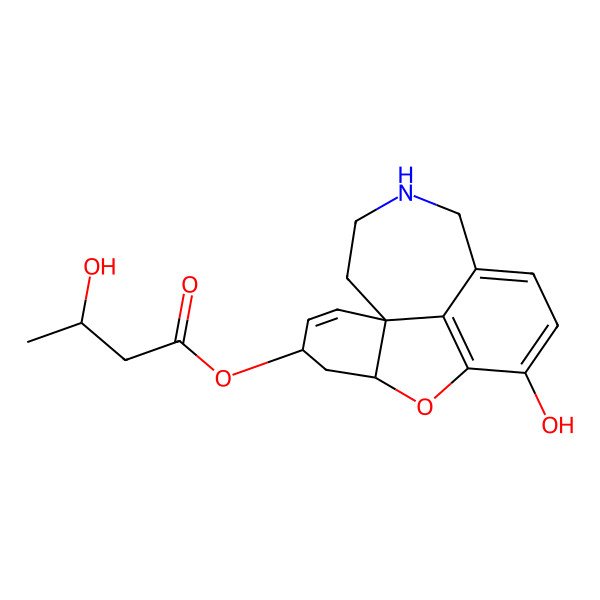 2D Structure of [(1S,14R)-9-hydroxy-11-oxa-4-azatetracyclo[8.6.1.01,12.06,17]heptadeca-6(17),7,9,15-tetraen-14-yl] (3S)-3-hydroxybutanoate