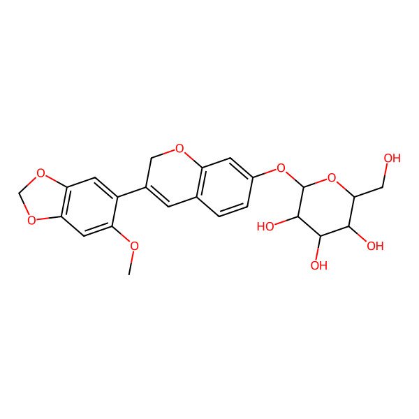 2D Structure of (2S,3S,4S,5R,6S)-2-(hydroxymethyl)-6-[[3-(6-methoxy-1,3-benzodioxol-5-yl)-2H-chromen-7-yl]oxy]oxane-3,4,5-triol