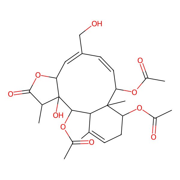 2D Structure of [(1S,2S,3R,4R,7S,8E,10E,12S,13R,14S)-2,12-diacetyloxy-3-hydroxy-9-(hydroxymethyl)-4,13,17-trimethyl-5-oxo-6-oxatricyclo[11.4.0.03,7]heptadeca-8,10,16-trien-14-yl] acetate