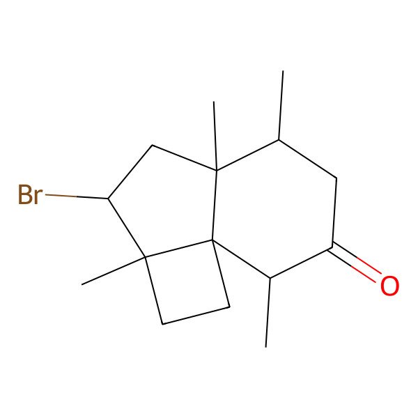 2D Structure of (2aR,3S,4aR,5S,8R,8aS)-3-bromo-2a,4a,5,8-tetramethyl-2,3,4,5,6,8-hexahydro-1H-cyclobuta[i]inden-7-one