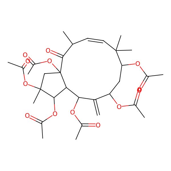 2D Structure of [(1R,2R,3aR,5R,6Z,9R,11R,13R,13aS)-1,2,3a,9,13-pentaacetyloxy-2,5,8,8-tetramethyl-12-methylidene-4-oxo-1,3,5,9,10,11,13,13a-octahydrocyclopenta[12]annulen-11-yl] acetate