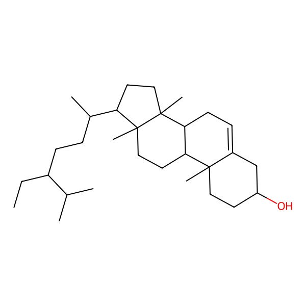 2D Structure of (3S,8R,9S,10R,13R,14S,17R)-17-[(2R,5S)-5-ethyl-6-methylheptan-2-yl]-10,13,14-trimethyl-1,2,3,4,7,8,9,11,12,15,16,17-dodecahydrocyclopenta[a]phenanthren-3-ol