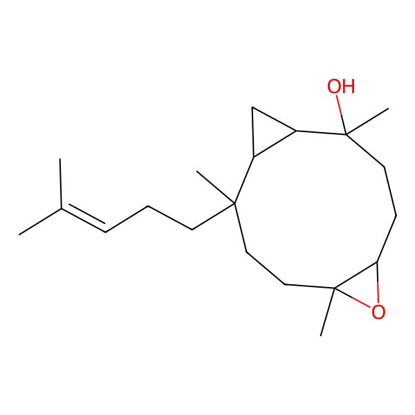 2D Structure of (1S,2S,5S,7R,10S,11S)-2,7,10-trimethyl-10-(4-methylpent-3-enyl)-6-oxatricyclo[9.1.0.05,7]dodecan-2-ol