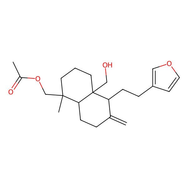 2D Structure of [(1R,4aS,5R,8aR)-5-[2-(furan-3-yl)ethyl]-4a-(hydroxymethyl)-1-methyl-6-methylidene-3,4,5,7,8,8a-hexahydro-2H-naphthalen-1-yl]methyl acetate