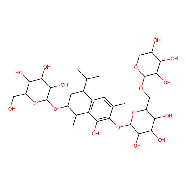 2D Structure of (2R,3R,4S,5S,6R)-2-[[(1S,2R,4S)-8-hydroxy-1,6-dimethyl-4-propan-2-yl-7-[(2S,3R,4S,5S,6R)-3,4,5-trihydroxy-6-[[(2S,3R,4S,5R)-3,4,5-trihydroxyoxan-2-yl]oxymethyl]oxan-2-yl]oxy-1,2,3,4-tetrahydronaphthalen-2-yl]oxy]-6-(hydroxymethyl)oxane-3,4,5-triol