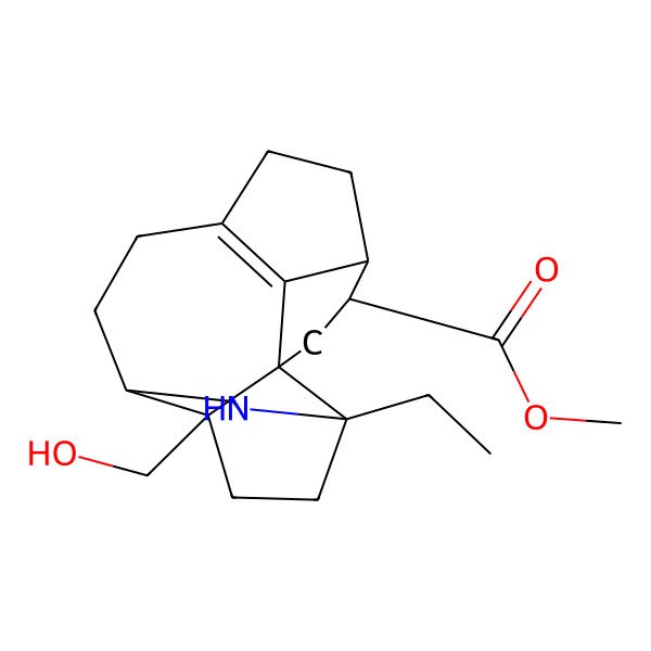 2D Structure of Methyl 5-ethyl-2-(hydroxymethyl)-6-azapentacyclo[9.5.1.01,5.02,8.014,17]heptadec-11(17)-ene-15-carboxylate
