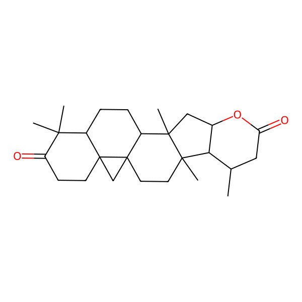 2D Structure of (1S,4R,5R,6R,10S,12S,13S,16R,21R)-4,6,12,17,17-pentamethyl-9-oxahexacyclo[11.9.0.01,21.04,12.05,10.016,21]docosane-8,18-dione