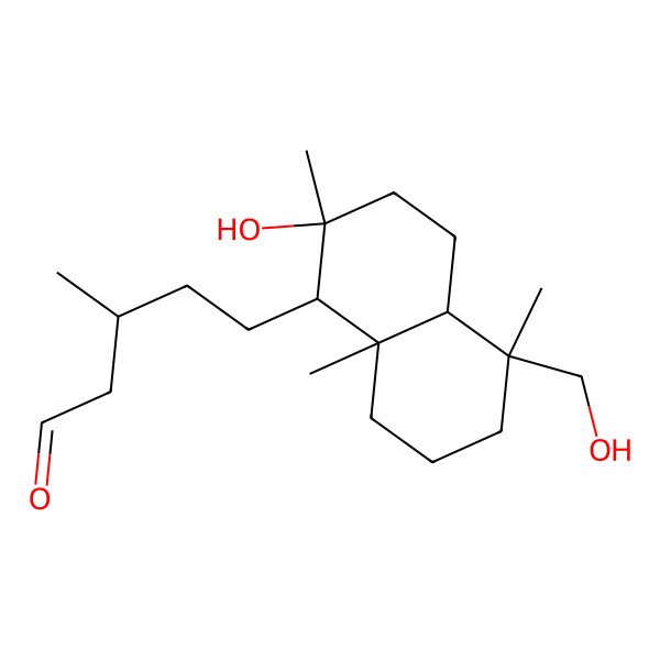 2D Structure of (3S)-5-[(1S,2S,4aS,5S,8aR)-2-hydroxy-5-(hydroxymethyl)-2,5,8a-trimethyl-3,4,4a,6,7,8-hexahydro-1H-naphthalen-1-yl]-3-methylpentanal