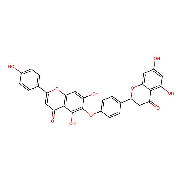 2D Structure of 6-[4-[(2S)-5,7-dihydroxy-4-oxo-2,3-dihydrochromen-2-yl]phenoxy]-5,7-dihydroxy-2-(4-hydroxyphenyl)chromen-4-one