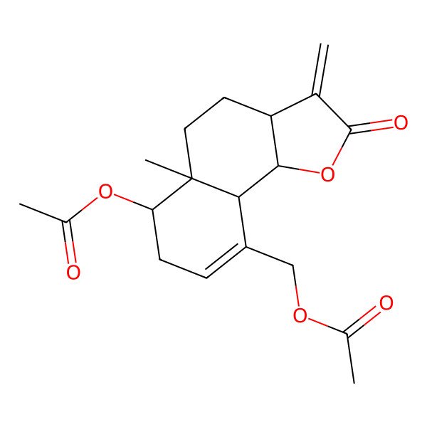 2D Structure of [(3aS,5aR,6S,9aS,9bS)-6-acetyloxy-5a-methyl-3-methylidene-2-oxo-4,5,6,7,9a,9b-hexahydro-3aH-benzo[g][1]benzofuran-9-yl]methyl acetate