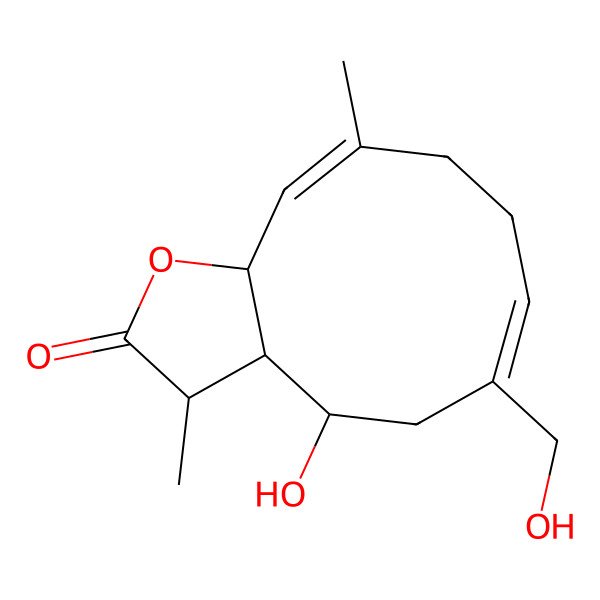 2D Structure of (3S,3aR,4S,6E,10E,11aR)-4-hydroxy-6-(hydroxymethyl)-3,10-dimethyl-3a,4,5,8,9,11a-hexahydro-3H-cyclodeca[b]furan-2-one