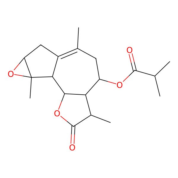 2D Structure of [(1S,2S,5S,6R,7S,12R,14S)-5,9,14-trimethyl-4-oxo-3,13-dioxatetracyclo[8.4.0.02,6.012,14]tetradec-9-en-7-yl] 2-methylpropanoate