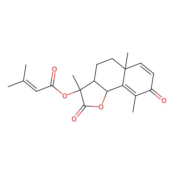 2D Structure of [(3S,3aR,5aR,9bR)-3,5a,9-trimethyl-2,8-dioxo-3a,4,5,9b-tetrahydrobenzo[g][1]benzofuran-3-yl] 3-methylbut-2-enoate