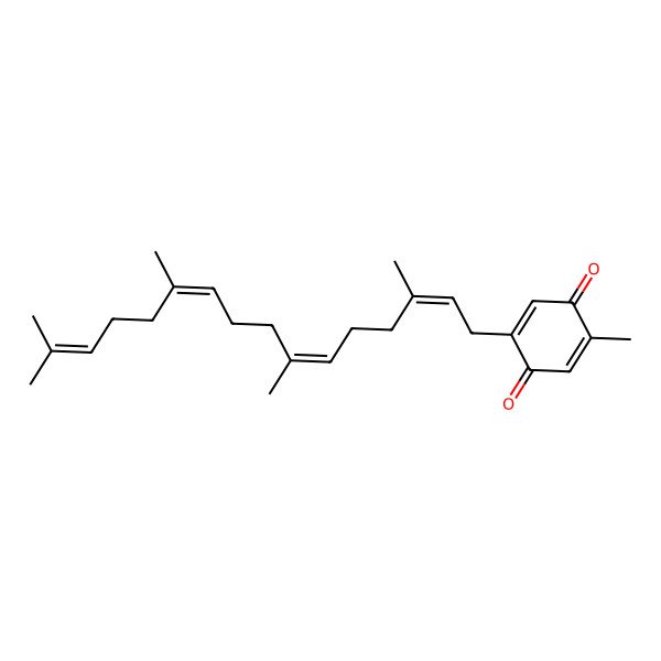 2D Structure of 2-methyl-5-[(2E,6E,10E)-3,7,11,15-tetramethylhexadeca-2,6,10,14-tetraenyl]cyclohexa-2,5-diene-1,4-dione