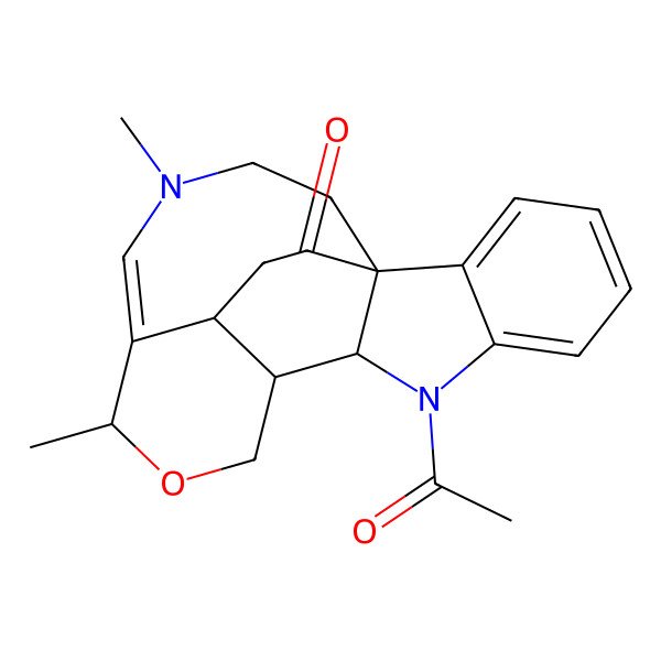 2D Structure of 8-Acetyl-13,16-dimethyl-12-oxa-8,16-diazapentacyclo[8.8.3.01,9.02,7.014,21]henicosa-2,4,6,14-tetraen-19-one